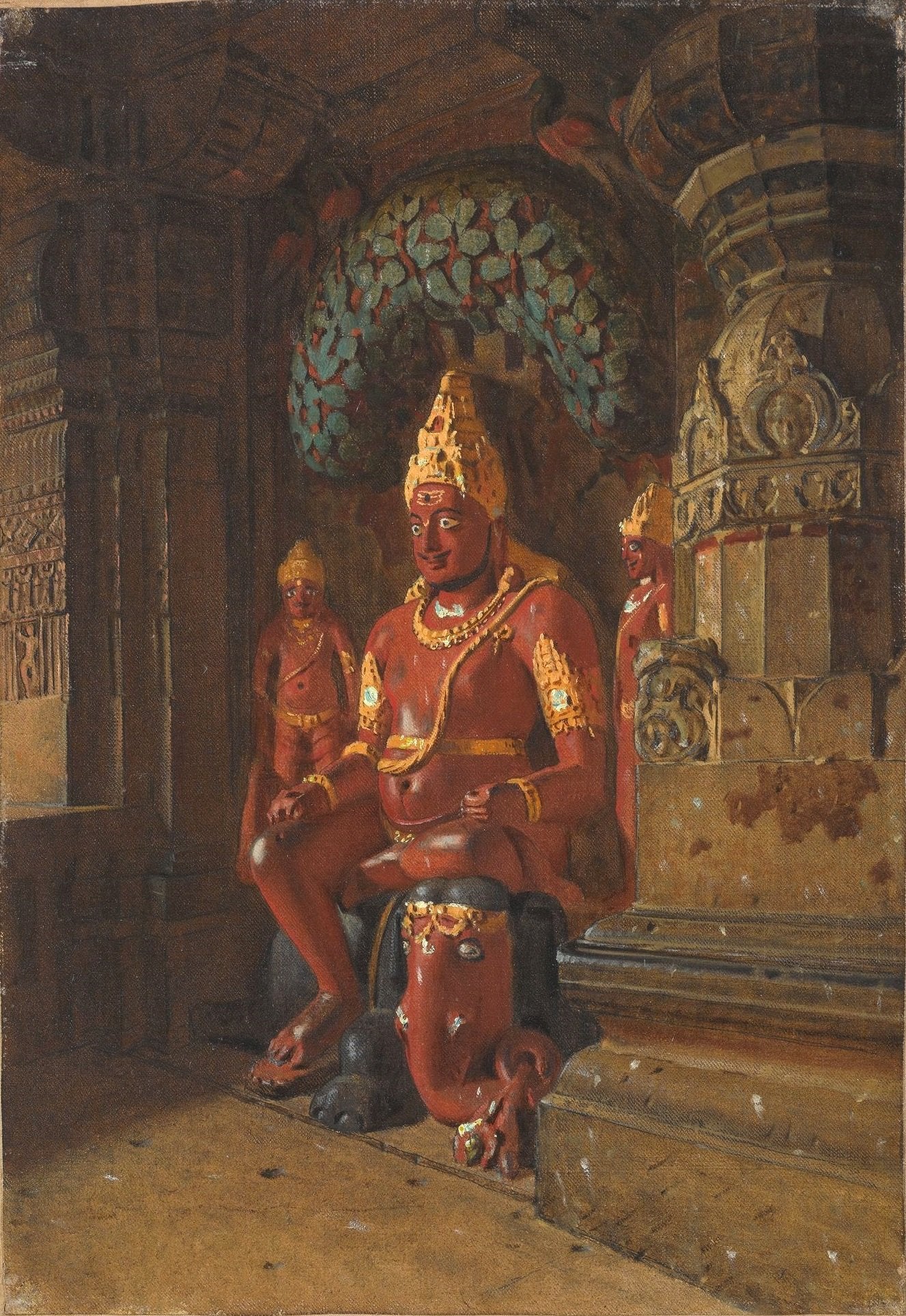 Statue of vishnu in the temple of indra in ellora Painting - Meri Deewar 2 : 3 Vertical Premium Wall Art Canvas by MeriDeewar