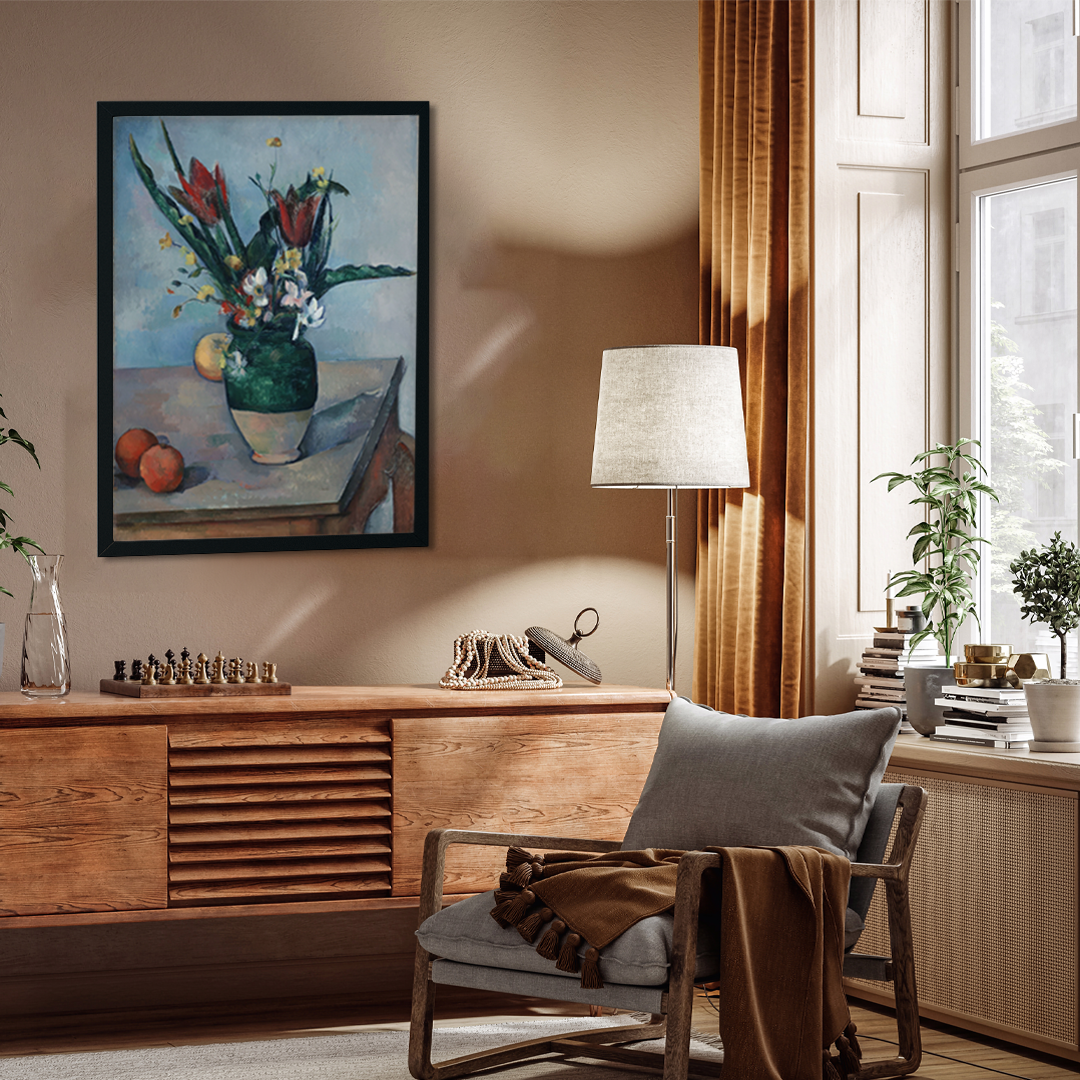Still Life Tulips and Apples Painting 3 : 4.2 Vertical Premium Wall Art Canvas by MeriDeewar