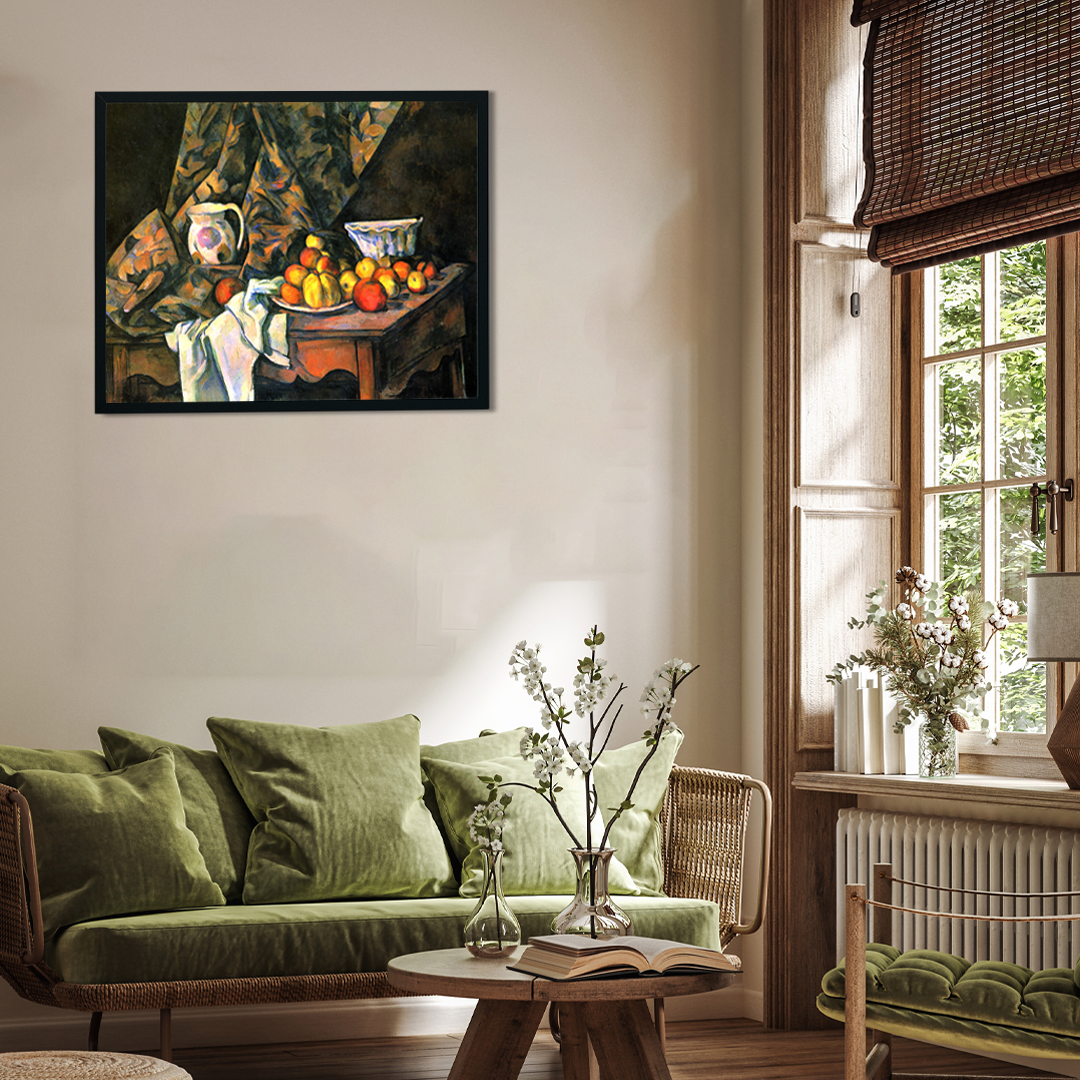 Still Life with Apples and Peaches Painting 5 : 4 Horizontal Premium Wall Art Canvas by MeriDeewar