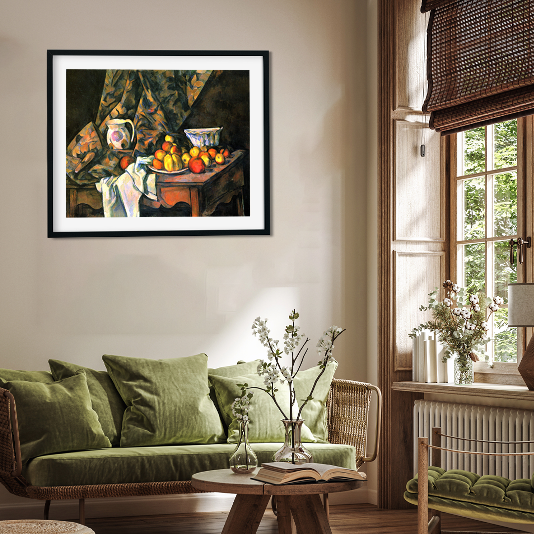 Still Life with Apples and Peaches Painting 5 : 4 Horizontal Premium Wall Art Canvas by MeriDeewar