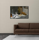 Still Life with Bottle Carafe Bread and Wine Painting by Claude Monet - Meri Deewar 3 : 2 Horizontal Premium Wall Art Canvas by MeriDeewar