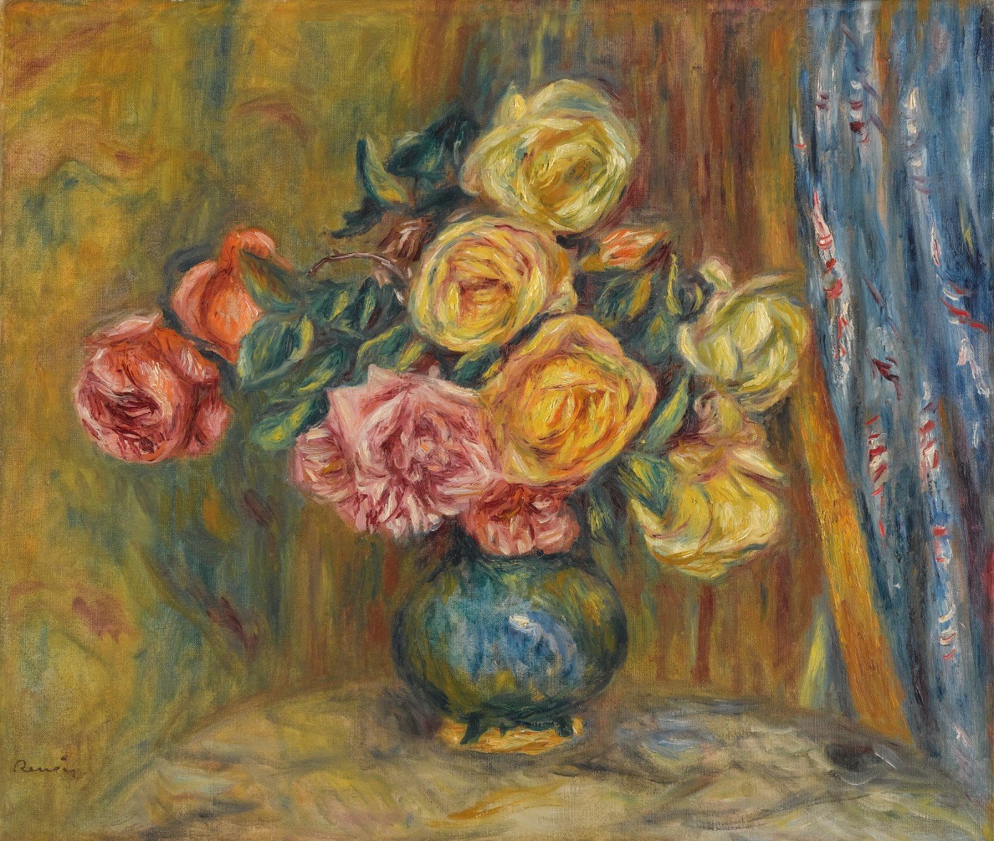 Still life with flowers Painting - Meri Deewar 6 : 5 Horizontal Premium Wall Art Canvas by MeriDeewar