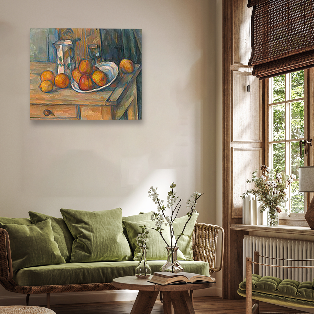 Still Life with Milk Jug and Fruit Painting 4 : 3 Horizontal Premium Wall Art Canvas by MeriDeewar