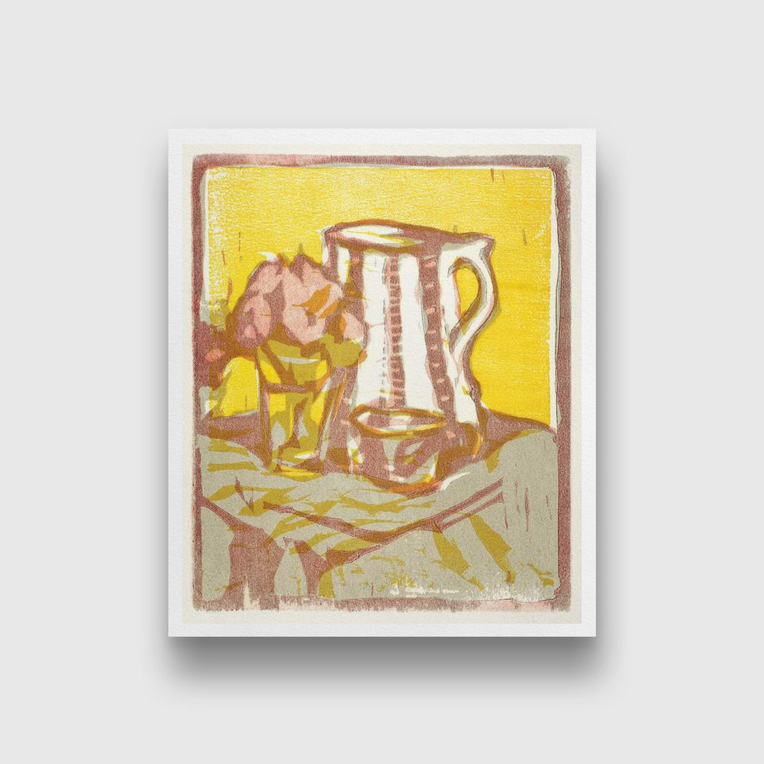 Still life with pitcher and flowers Painting - MeriDeewar 5 : 6 Vertical Premium Wall Art Canvas by MeriDeewar