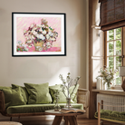Still Life with Vase Flower Painting 2 : 1 Horizontal Premium Wall Art Canvas by MeriDeewar