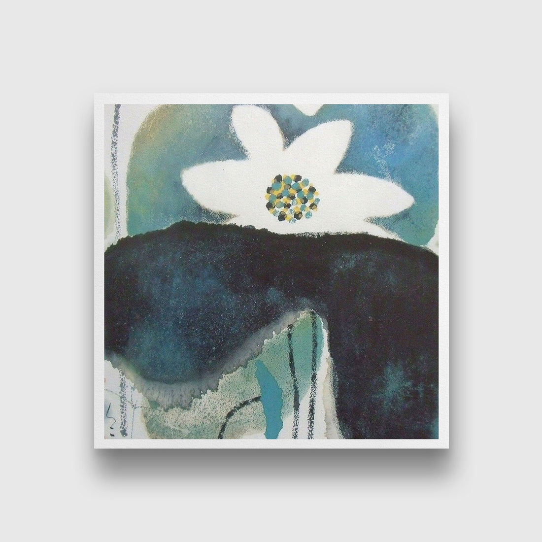 Stone and Flower Wall Painting - Meri Deewar 1 : 1 Square Premium Wall Art Canvas by MeriDeewar