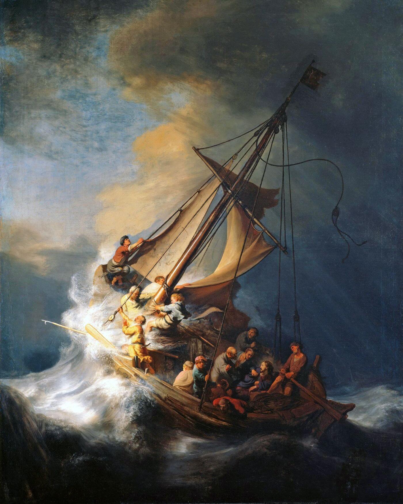 storm of the sea of galilee Painting - Meri Deewar 4 :5 Vertical Premium Wall Art Canvas by MeriDeewar