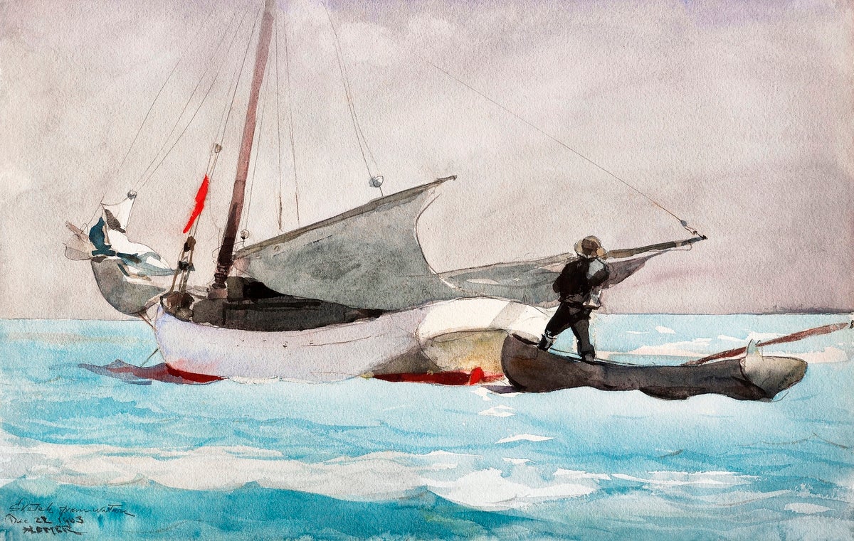 Stowing Sail painting - Meri Deewar 3 : 2 Horizontal Premium Wall Art Canvas by MeriDeewar