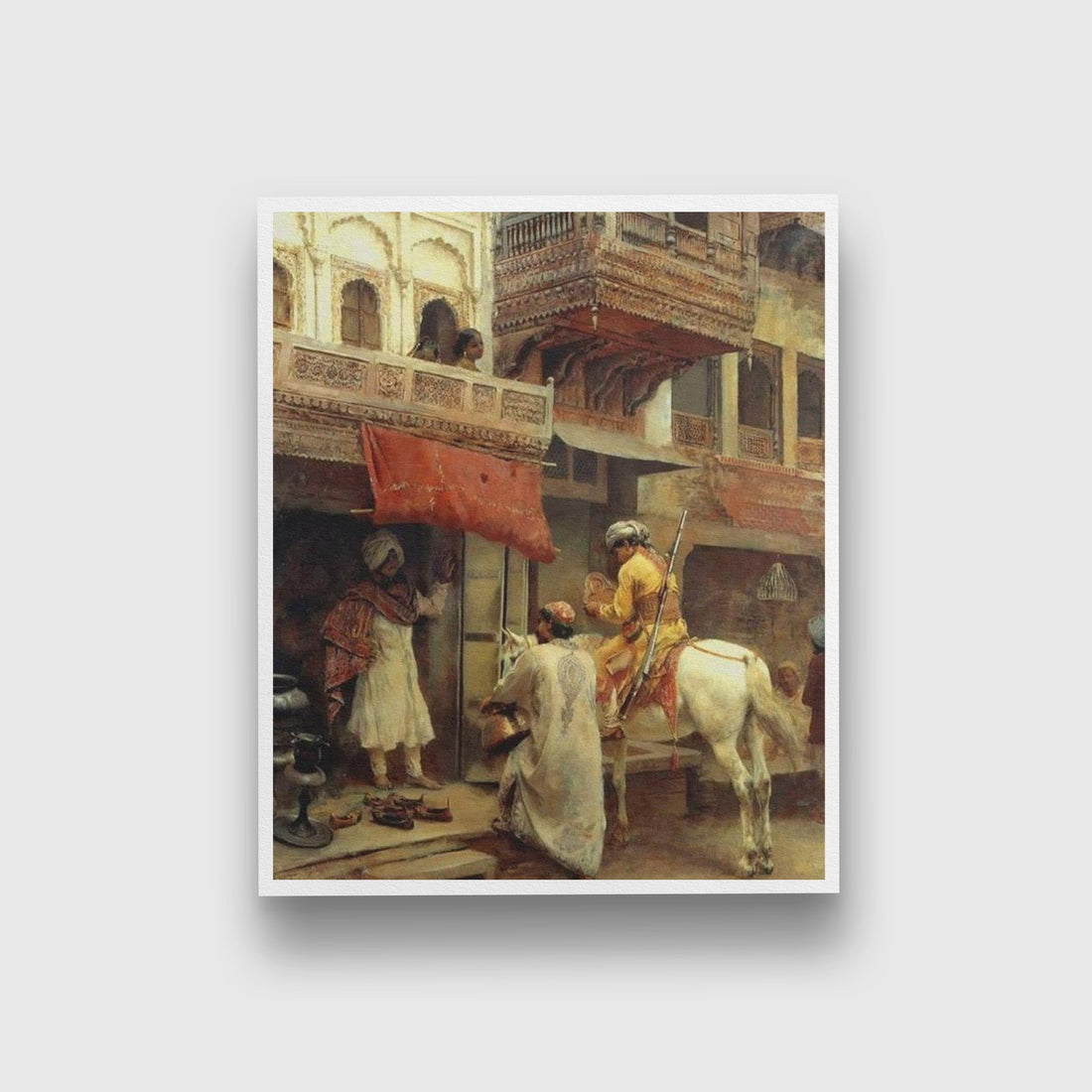 Street and balcony scene Painting - Meri Deewar 5 : 6 Vertical Premium Wall Art Canvas by MeriDeewar