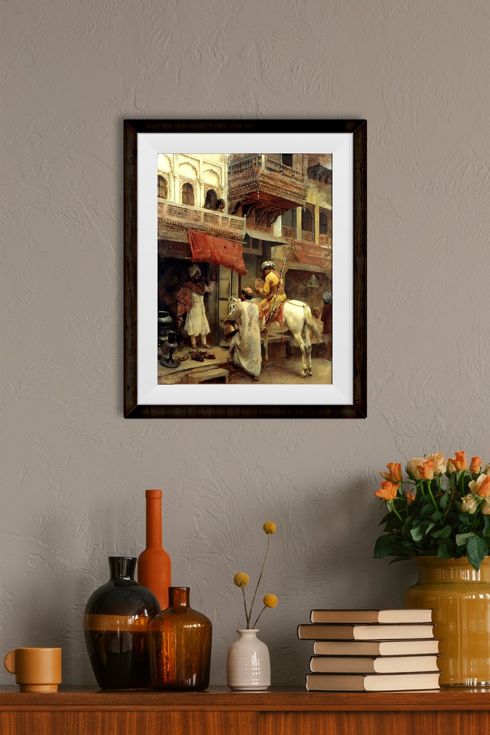 Street and balcony scene Painting - Meri Deewar 5 : 6 Vertical Premium Wall Art Canvas by MeriDeewar