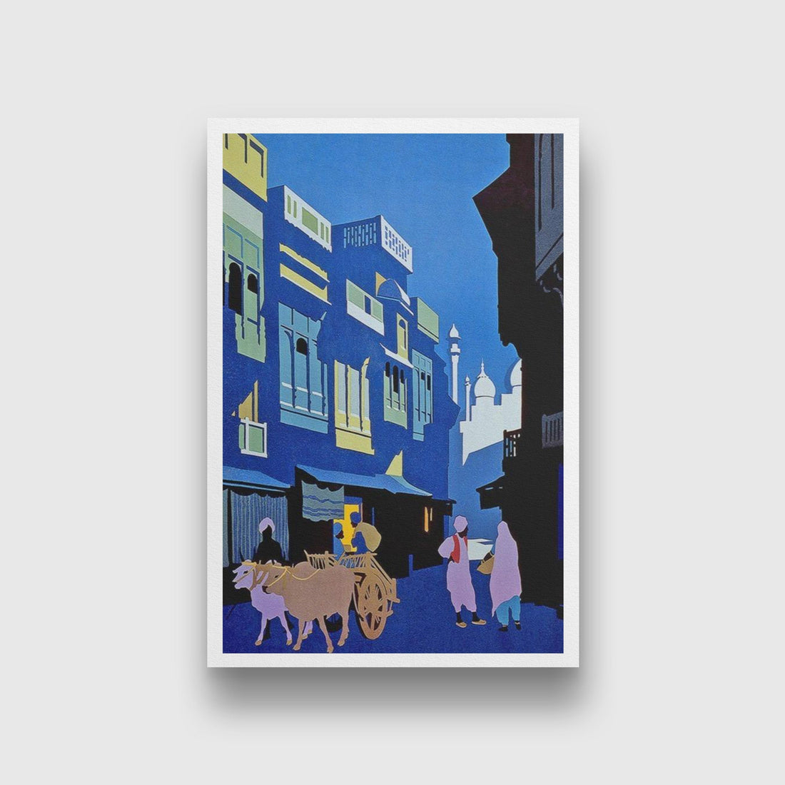 Street by Moonlight Art Painting - Meri Deewar 2 : 3 Vertical Premium Wall Art Canvas by MeriDeewar