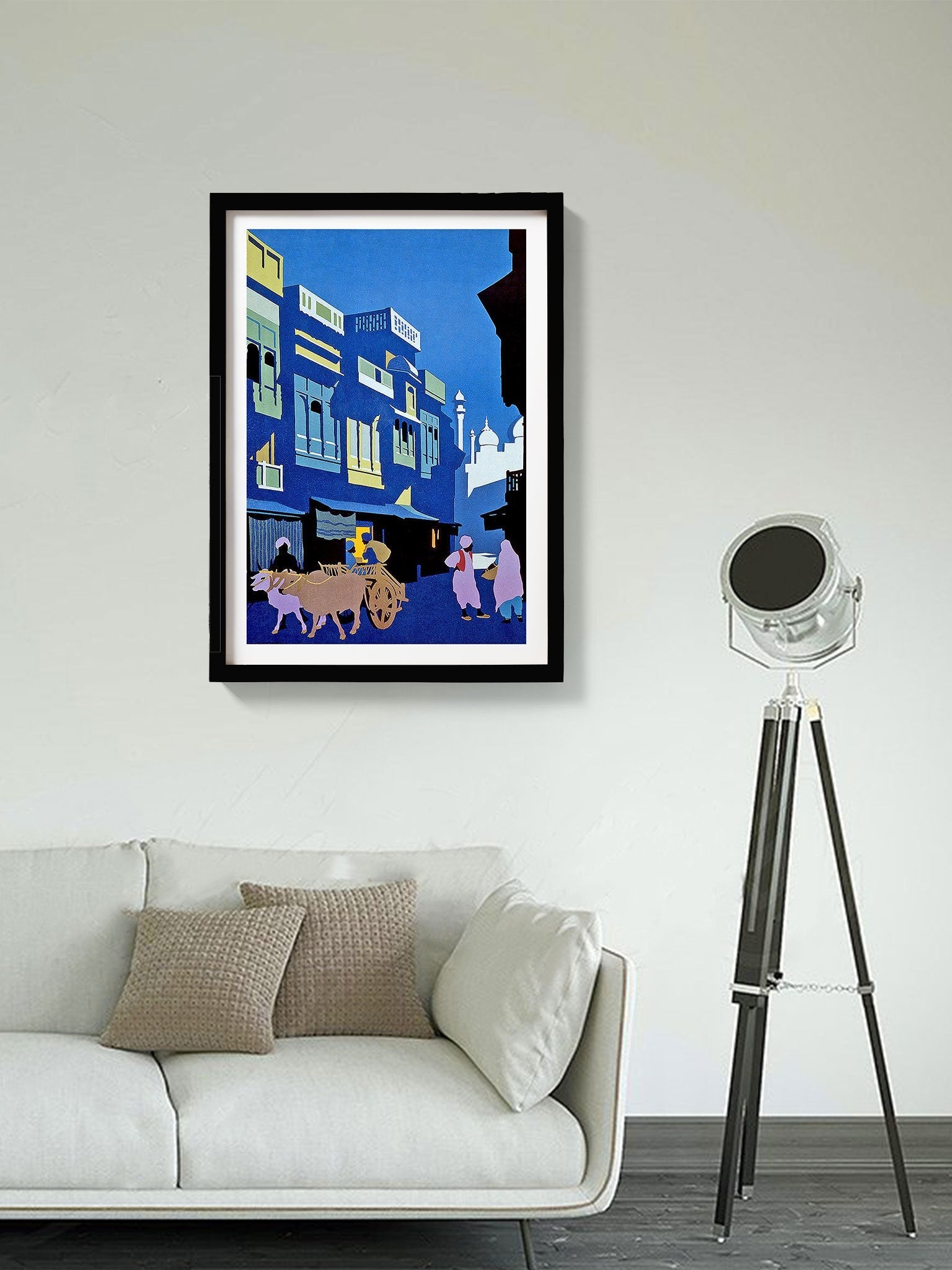 Street by Moonlight Art Painting - Meri Deewar 2 : 3 Vertical Premium Wall Art Canvas by MeriDeewar