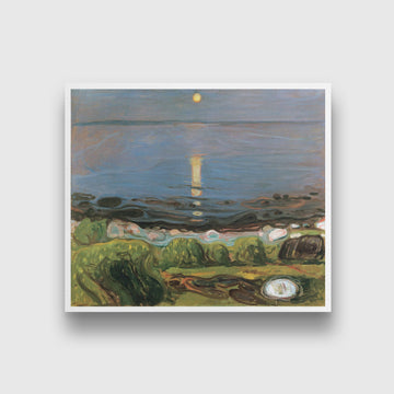 Summer night by the beach Painting - Meri Deewar 1 : 1 Square Premium Wall Art Canvas by MeriDeewar