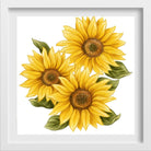 Sun Flower Painting 2 - Meri Deewar 1 : 1 Square Premium Wall Art Canvas by MeriDeewar