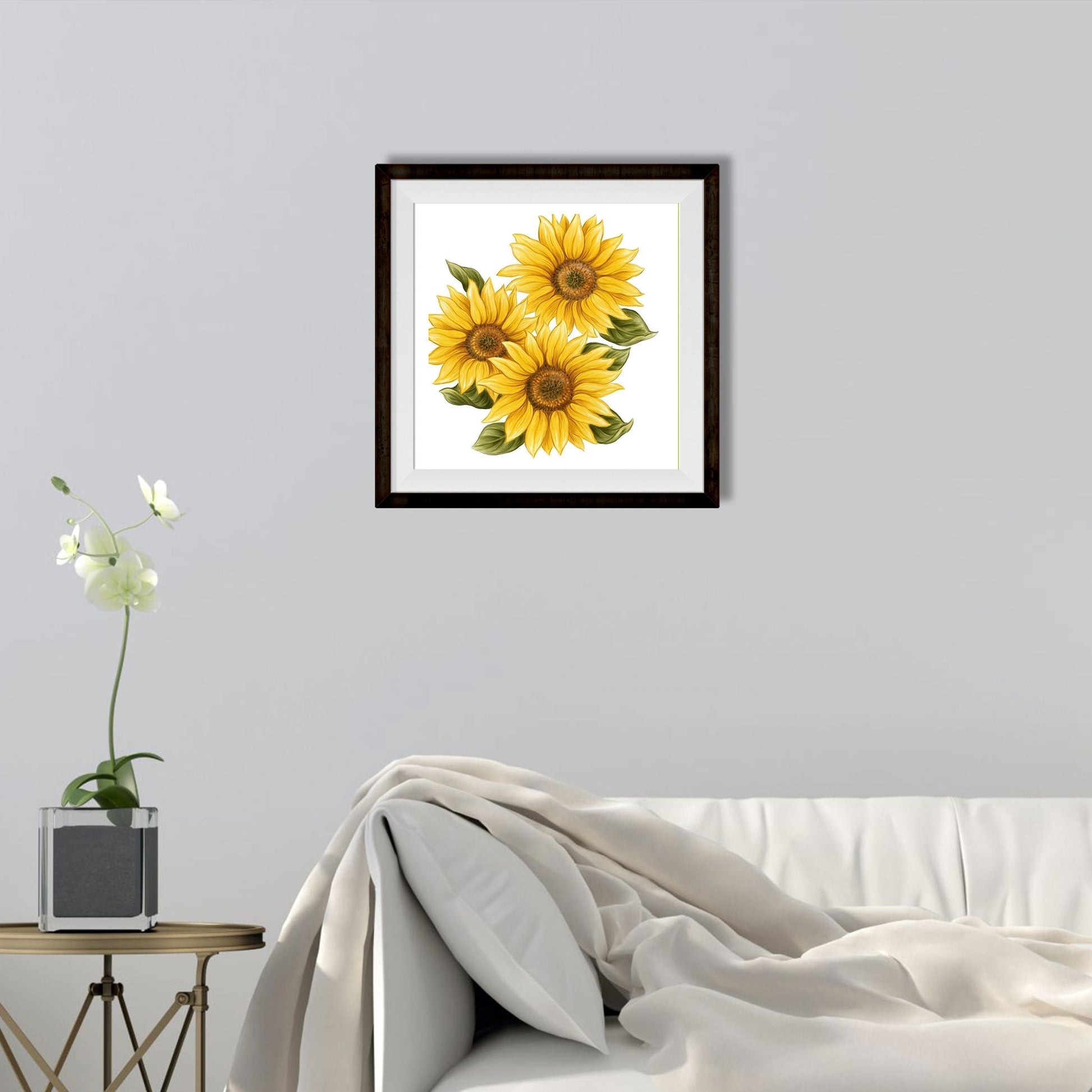 Sun Flower Painting 2 - Meri Deewar 1 : 1 Square Premium Wall Art Canvas by MeriDeewar