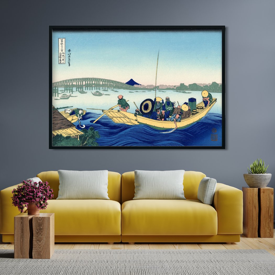 Sunset Across The Ryogoku bridge Painting - Meri Deewar 3 : 2 Horizontal Premium Wall Art Canvas by MeriDeewar