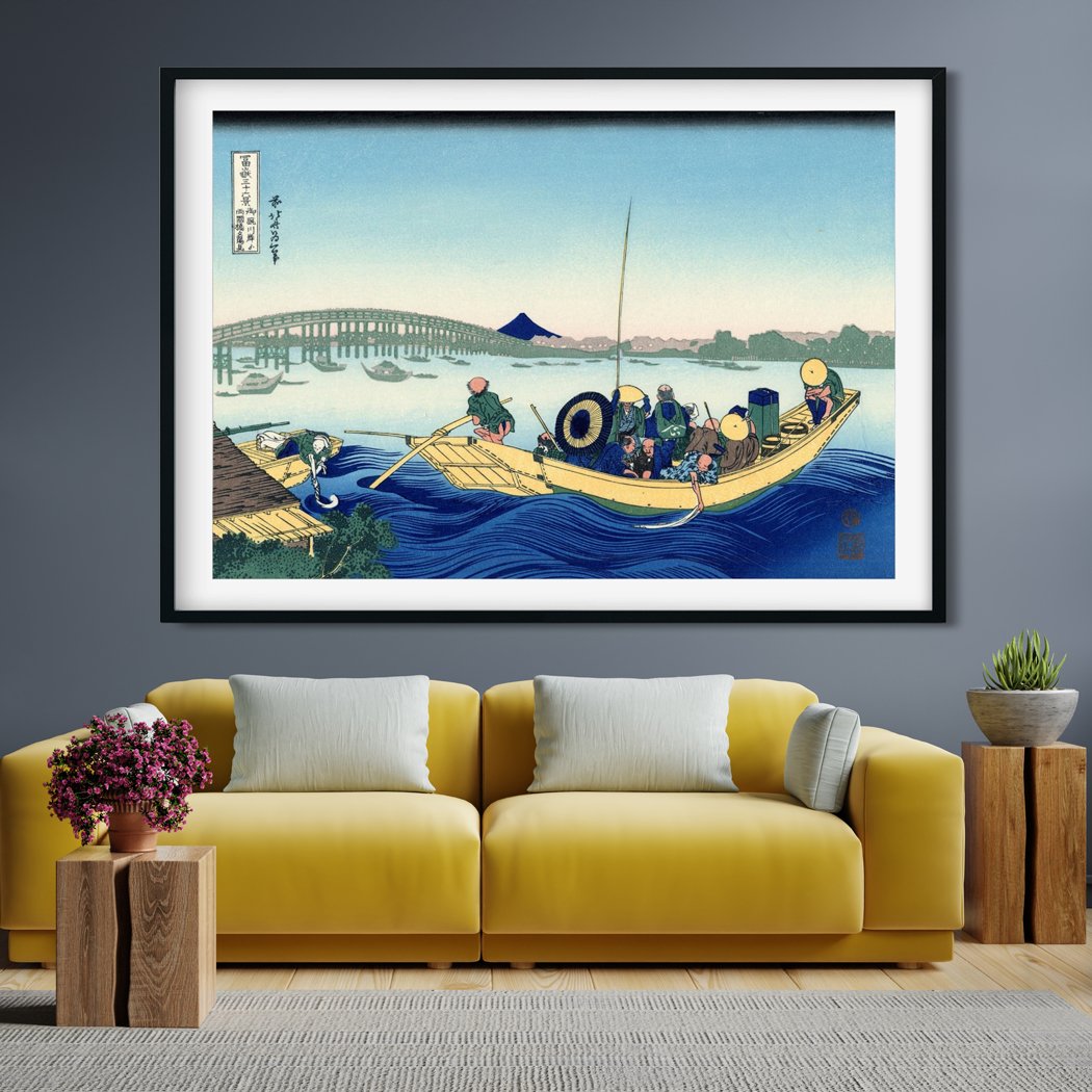 Sunset Across The Ryogoku bridge Painting - Meri Deewar 3 : 2 Horizontal Premium Wall Art Canvas by MeriDeewar