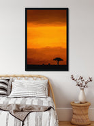 Sunset on the tree Painting - Meri Deewar 2 : 3 Vertical Premium Wall Art Canvas by MeriDeewar