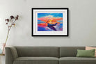 Sunset over ocean oil painting - Meri Deewar 3 : 2 Horizontal Premium Wall Art Canvas by MeriDeewar