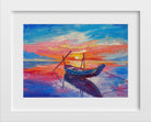 Sunset over ocean oil painting - Meri Deewar 3 : 2 Horizontal Premium Wall Art Canvas by MeriDeewar