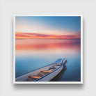 Sunset With Boat Painting 1 : 1 Square Premium Wall Art Canvas by MeriDeewar