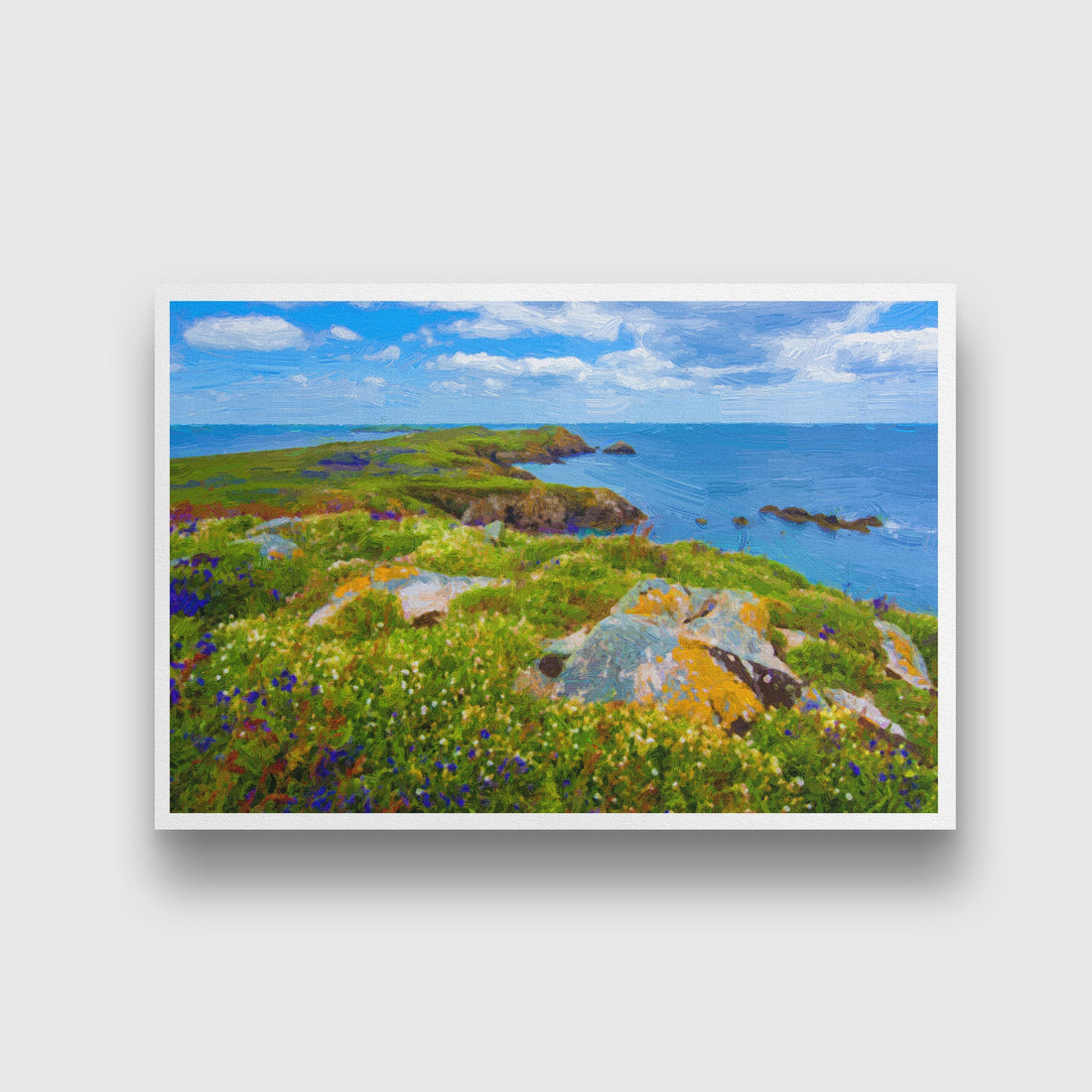Surf coast on Green Bowl Beach painting - Meri Deewar 3 : 2 Horizontal Premium Wall Art Canvas by MeriDeewar
