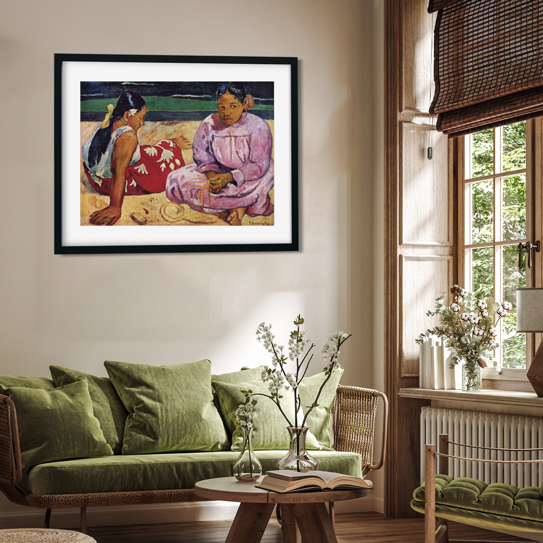 Tahitian Women on the Beach Painting 4 : 3 Horizontal Premium Wall Art Canvas by MeriDeewar