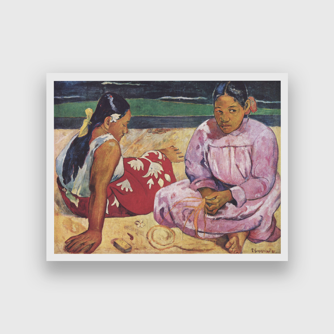 Tahitian Women on the Beach Painting 4 : 3 Horizontal Premium Wall Art Canvas by MeriDeewar