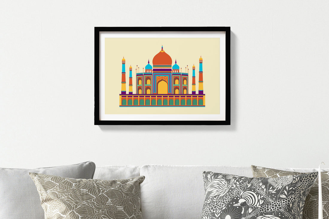 Taj Mahal Monument India Painting - Meri Deewar 3 : 2 Horizontal Premium Wall Art Canvas by MeriDeewar