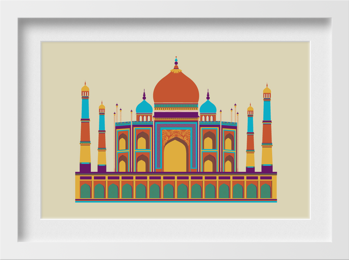 Taj Mahal Monument India Painting - Meri Deewar 3 : 2 Horizontal Premium Wall Art Canvas by MeriDeewar