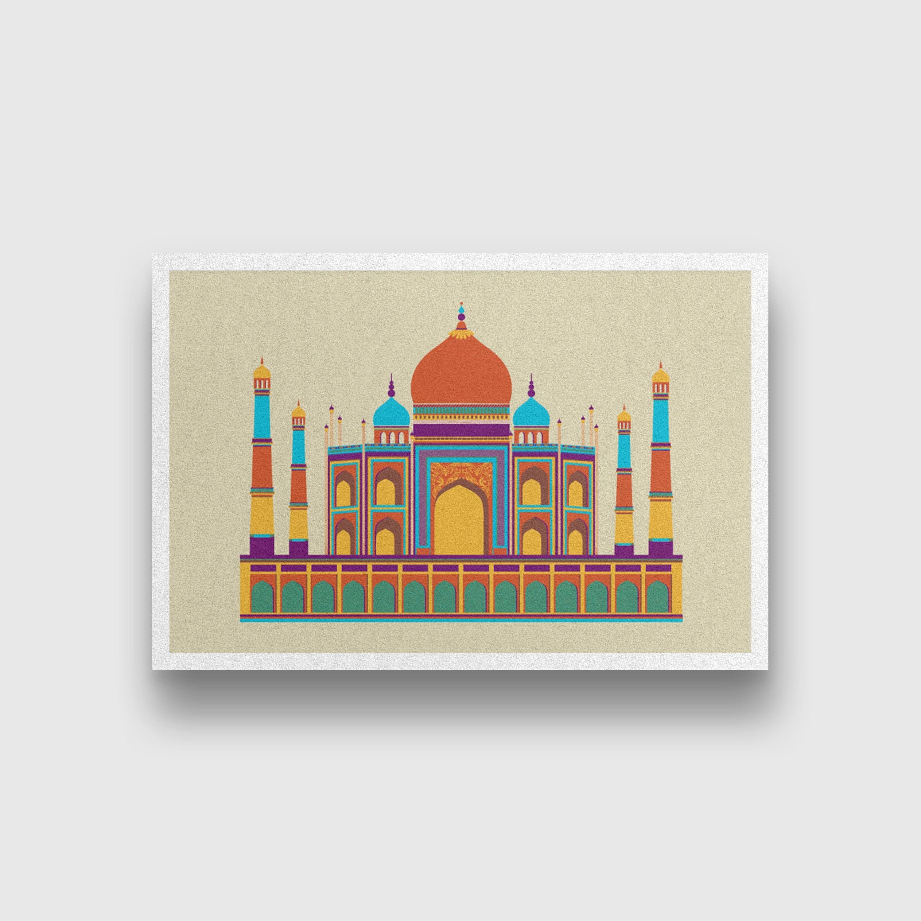 Taj Mahal Monument India Painting - Meri Deewar 3 : 2 Horizontal Premium Wall Art Canvas by MeriDeewar