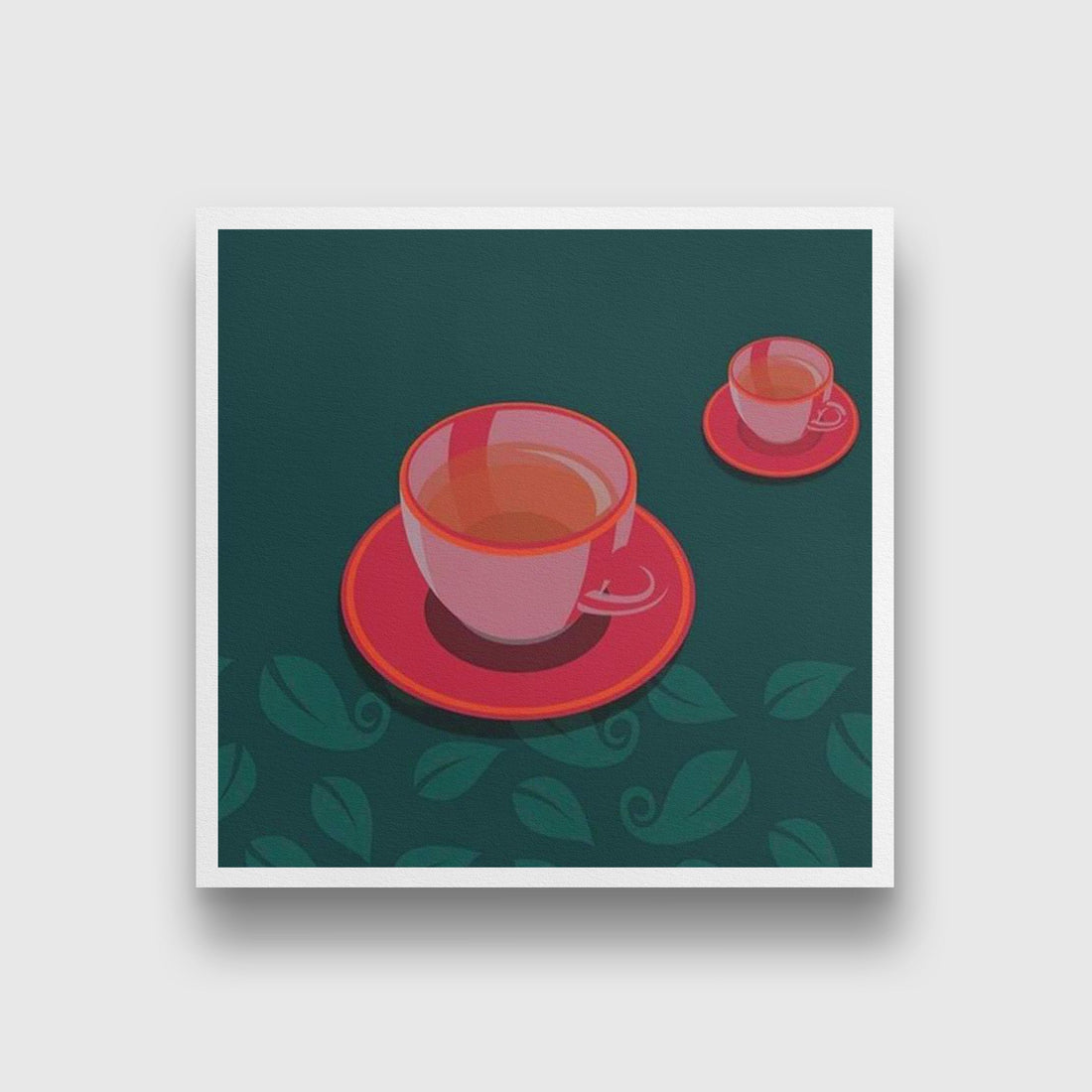 Tea cup Kitchen Art Painting - Meri Deewar 1 : 1 Square Premium Wall Art Canvas by MeriDeewar