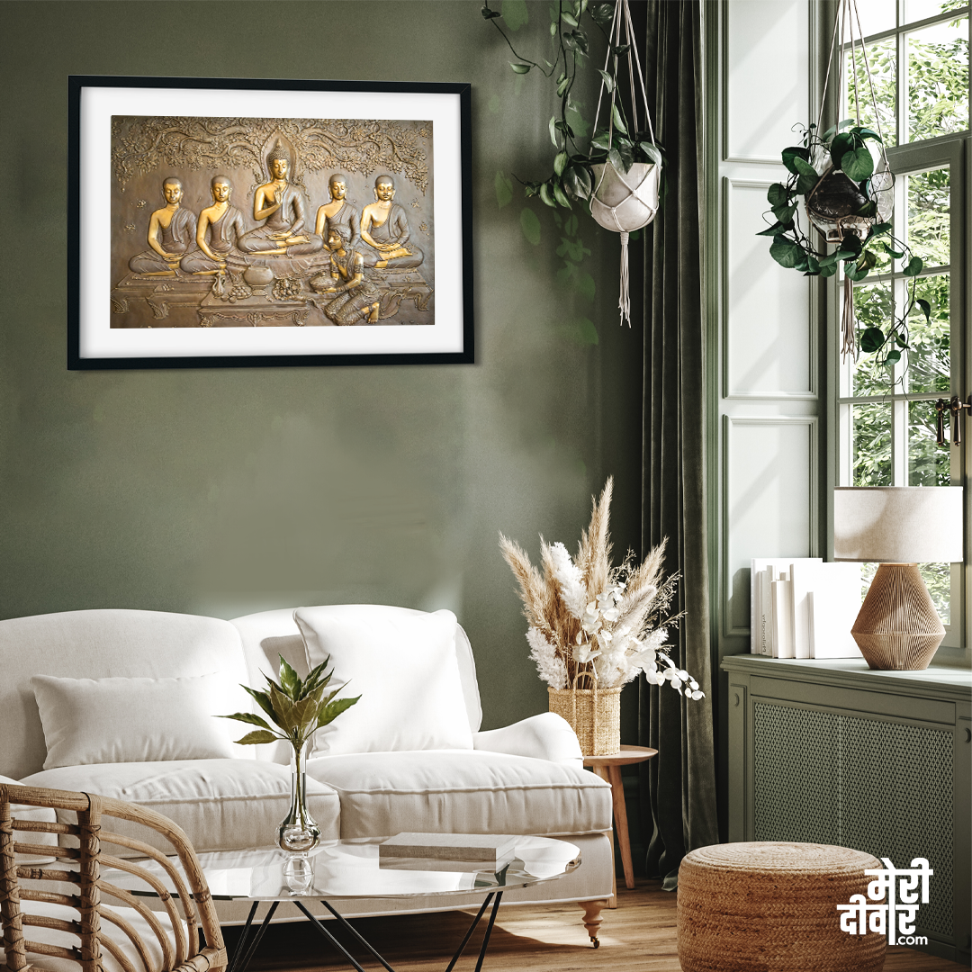 Teachings of Buddha Wall Painting 3 : 2 Horizontal Premium Wall Art Canvas by MeriDeewar
