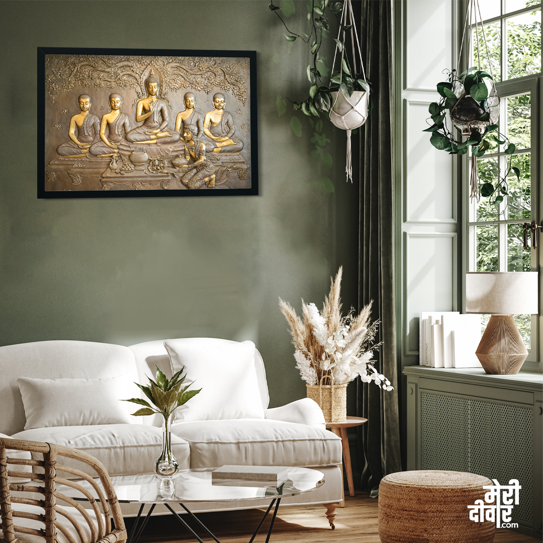 Teachings of Buddha Wall Painting 3 : 2 Horizontal Premium Wall Art Canvas by MeriDeewar