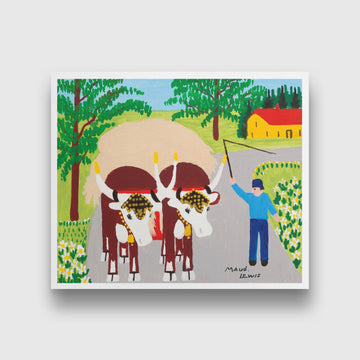 Team Of Oxen Painting - Meri Deewar 6 : 5 Horizontal Premium Wall Art Canvas by MeriDeewar