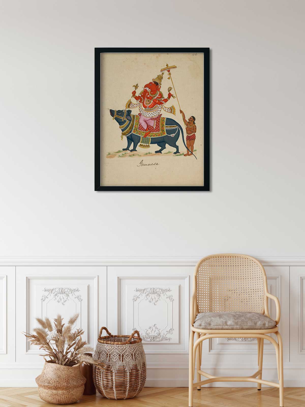 Thajavur Ganesha Painting 3 : 4 Vertical Premium Wall Art Canvas by MeriDeewar