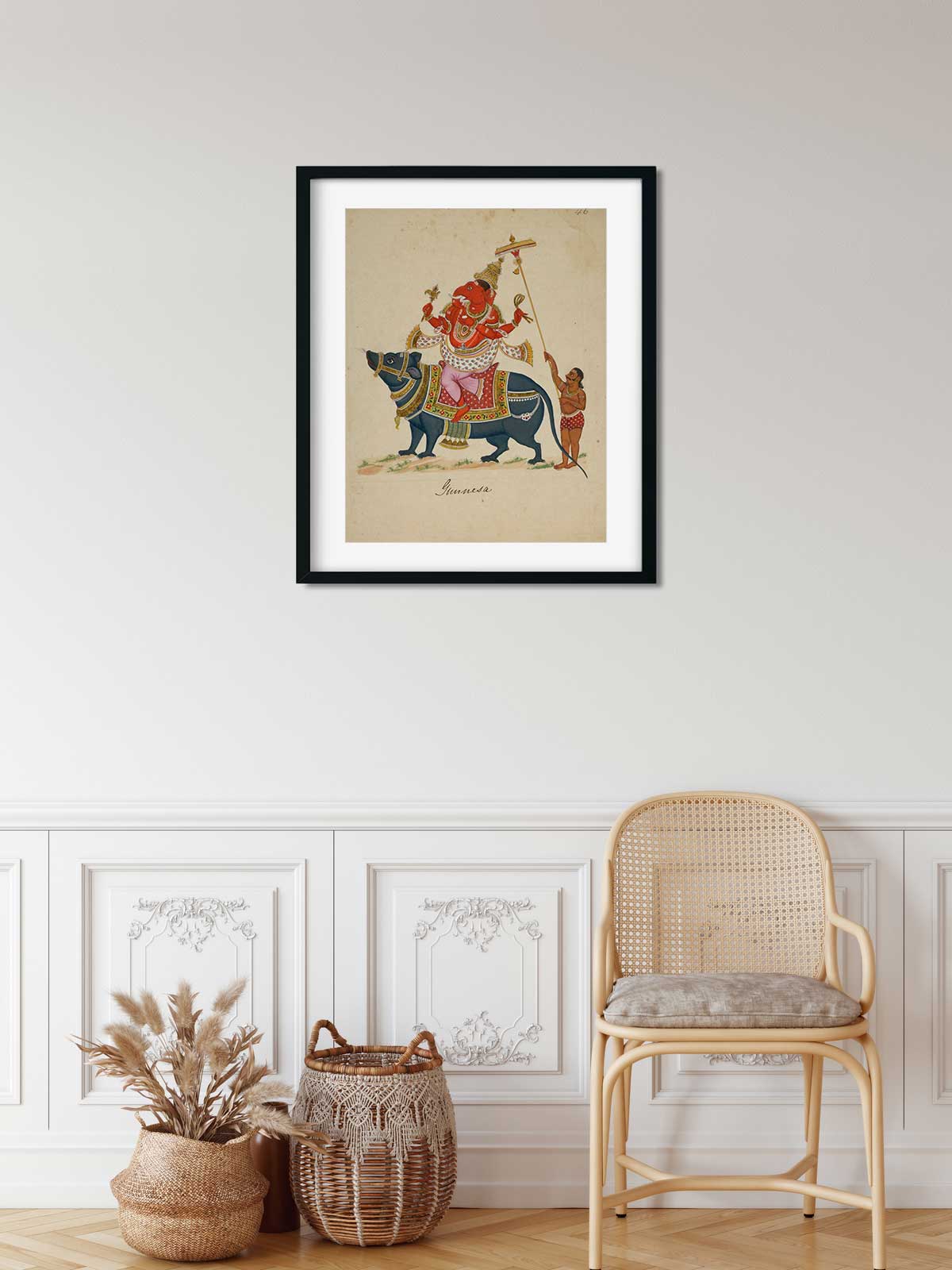 Thajavur Ganesha Painting 3 : 4 Vertical Premium Wall Art Canvas by MeriDeewar