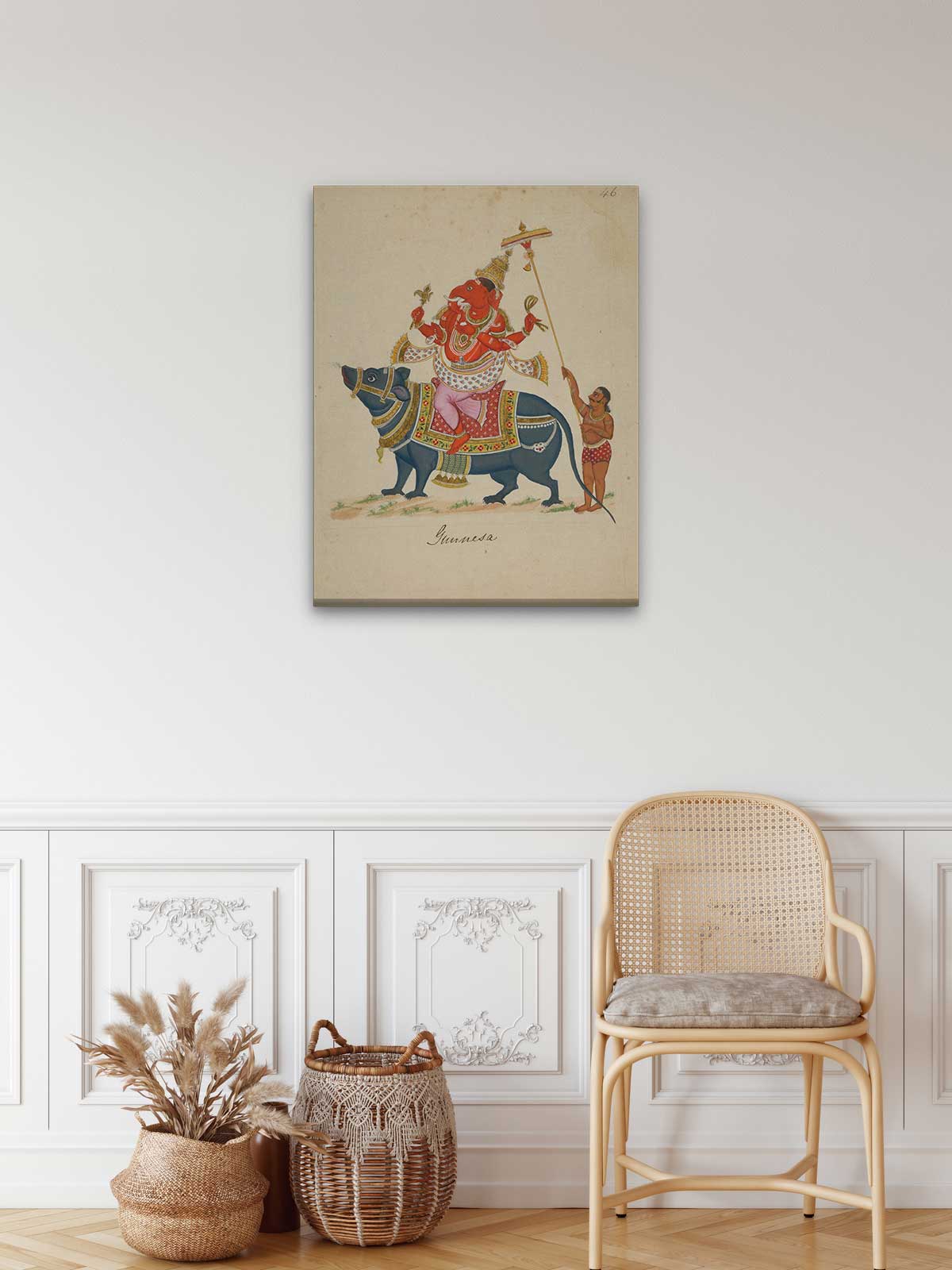 Thajavur Ganesha Painting 3 : 4 Vertical Premium Wall Art Canvas by MeriDeewar