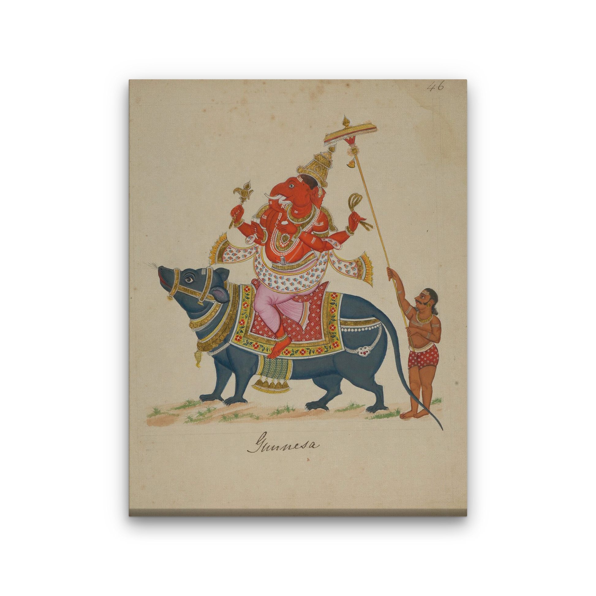 Thajavur Ganesha Painting 3 : 4 Vertical Premium Wall Art Canvas by MeriDeewar