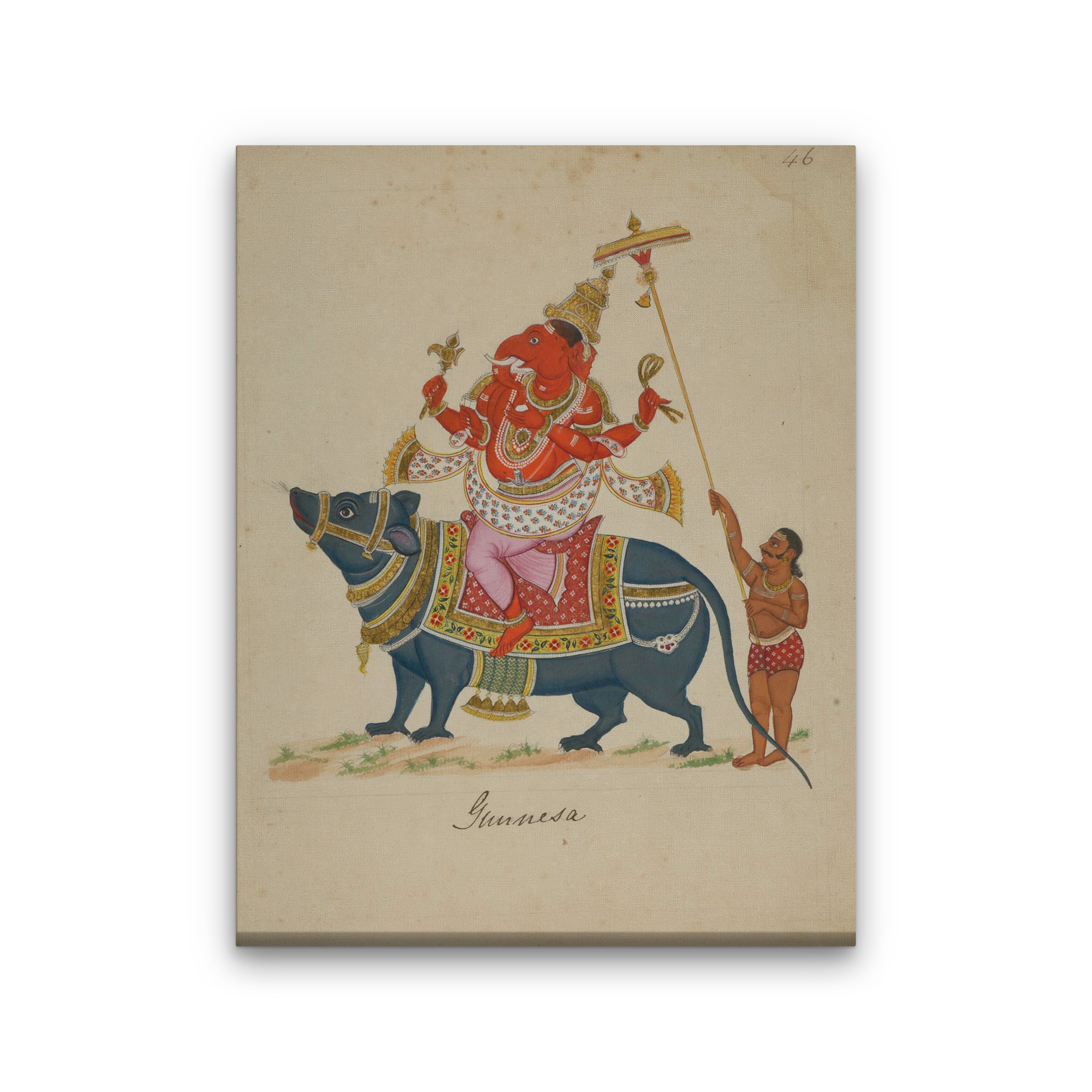 Thajavur Ganesha Painting 3 : 4 Vertical Premium Wall Art Canvas by MeriDeewar