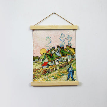 Thatched Cottages In The Sunshine By Van Gogh Hanging Canvas Painting - Meri Deewar Hanging Canvas Premium Wall Art Canvas by MeriDeewar
