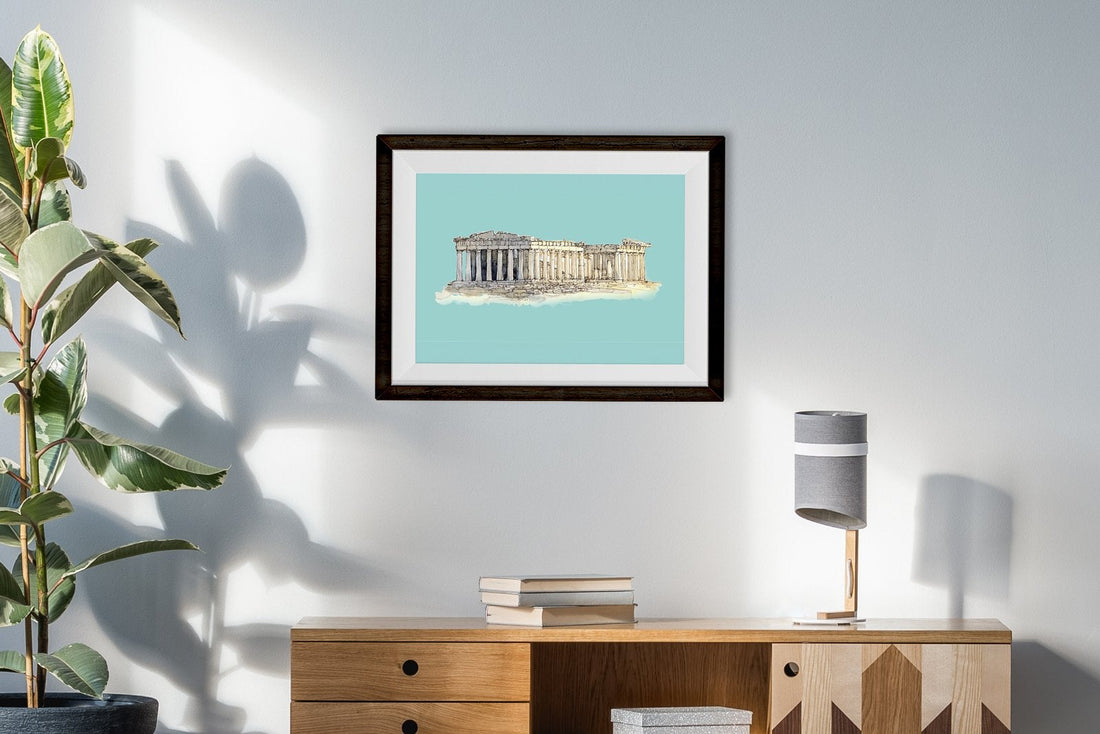 The Acropolis of Athens Illustration Painting  - Meri Deewar 3 : 2 Horizontal Premium Wall Art Canvas by MeriDeewar