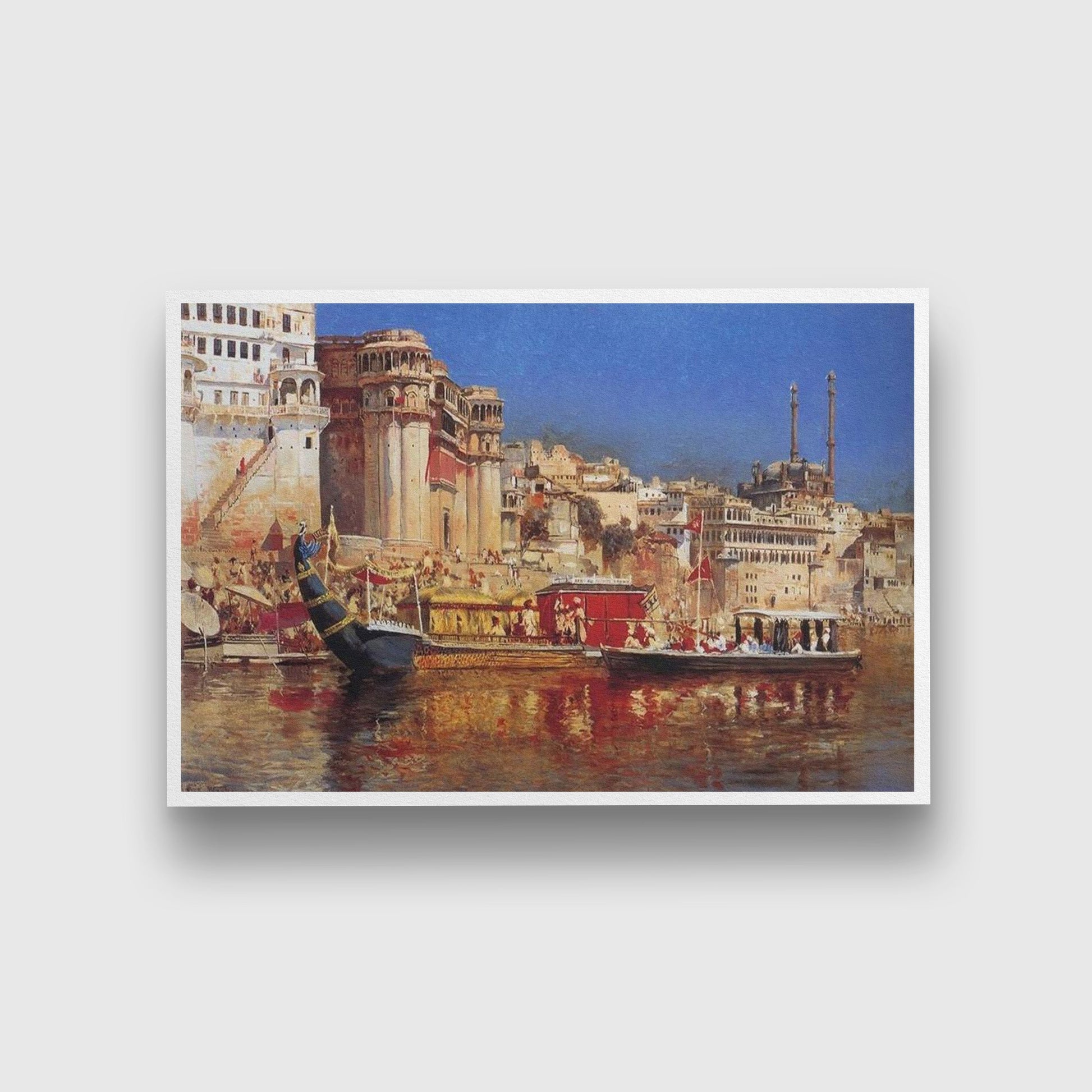 The Barge Of The Maharaja of Benares Painting - Meri Deewar 3 : 4 Vertical Premium Wall Art Canvas by MeriDeewar