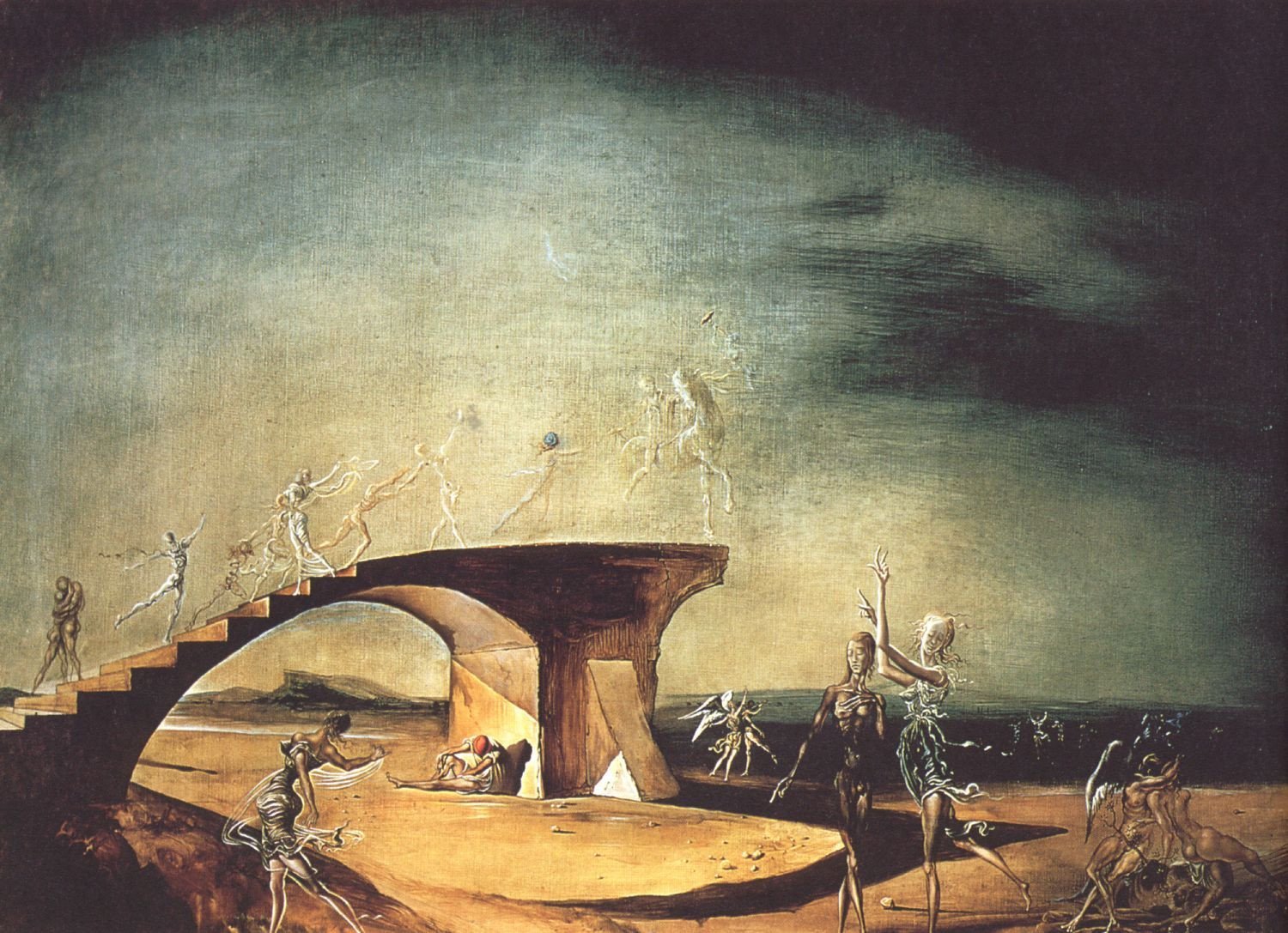 The Broken Bridge and the Dream Painting - Meri Deewar 4 : 3 Horizontal Premium Wall Art Canvas by MeriDeewar
