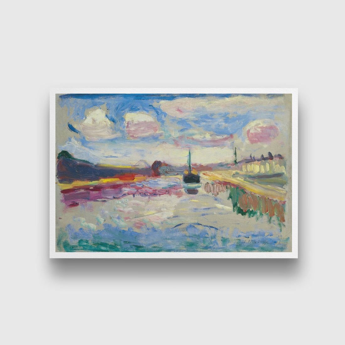 The Canal Painting - Meri Deewar 3 : 2 Horizontal Premium Wall Art Canvas by MeriDeewar