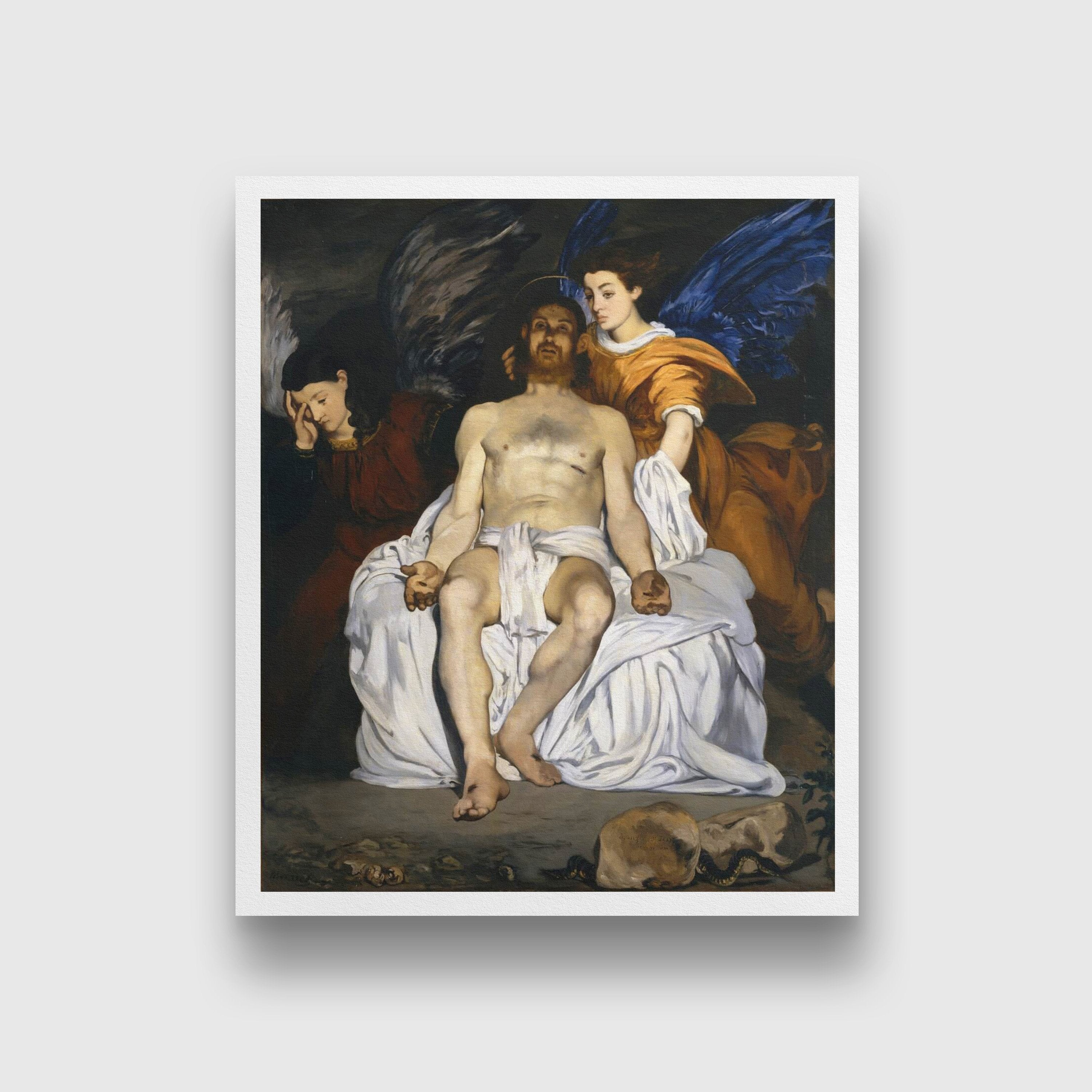 The Dead Christ With Angels Painting - Meri Deewar 5 : 6 Vertical Premium Wall Art Canvas by MeriDeewar
