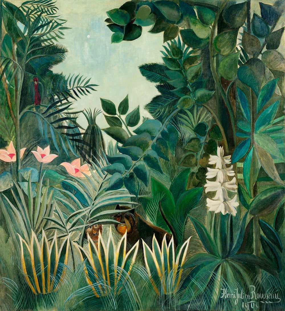 The Equatorial Jungle painting - Meri Deewar 1 : 1 Square Premium Wall Art Canvas by MeriDeewar