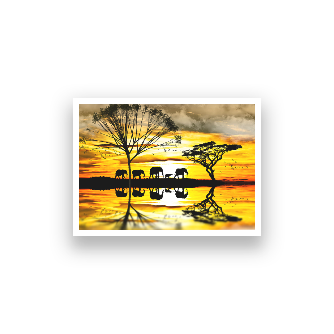 The Evening Jungle Wall Painting 3 : 2 Horizontal Premium Wall Art Canvas by MeriDeewar