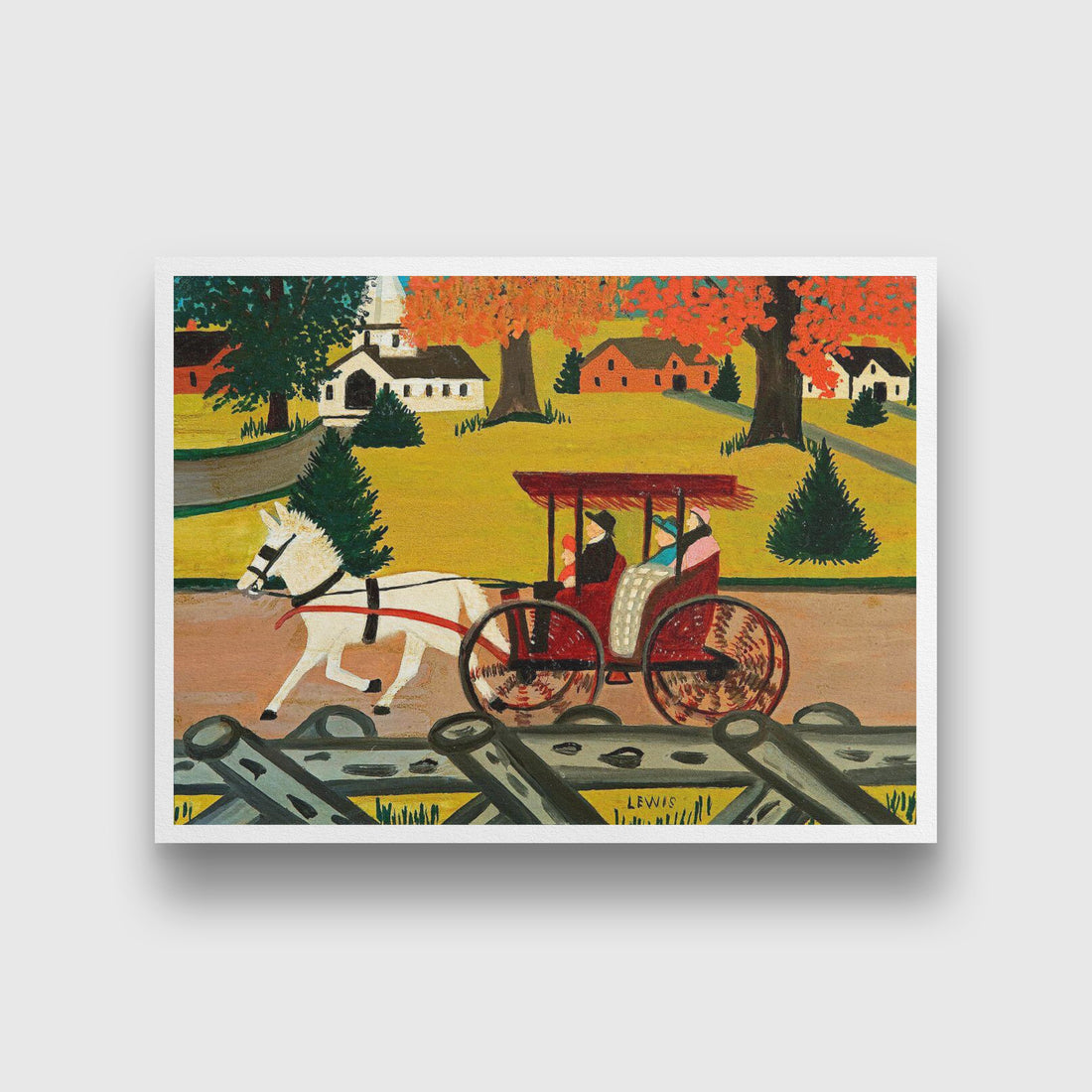 The Family Outing Painting - Meri Deewar 4 : 3 Horizontal Premium Wall Art Canvas by MeriDeewar