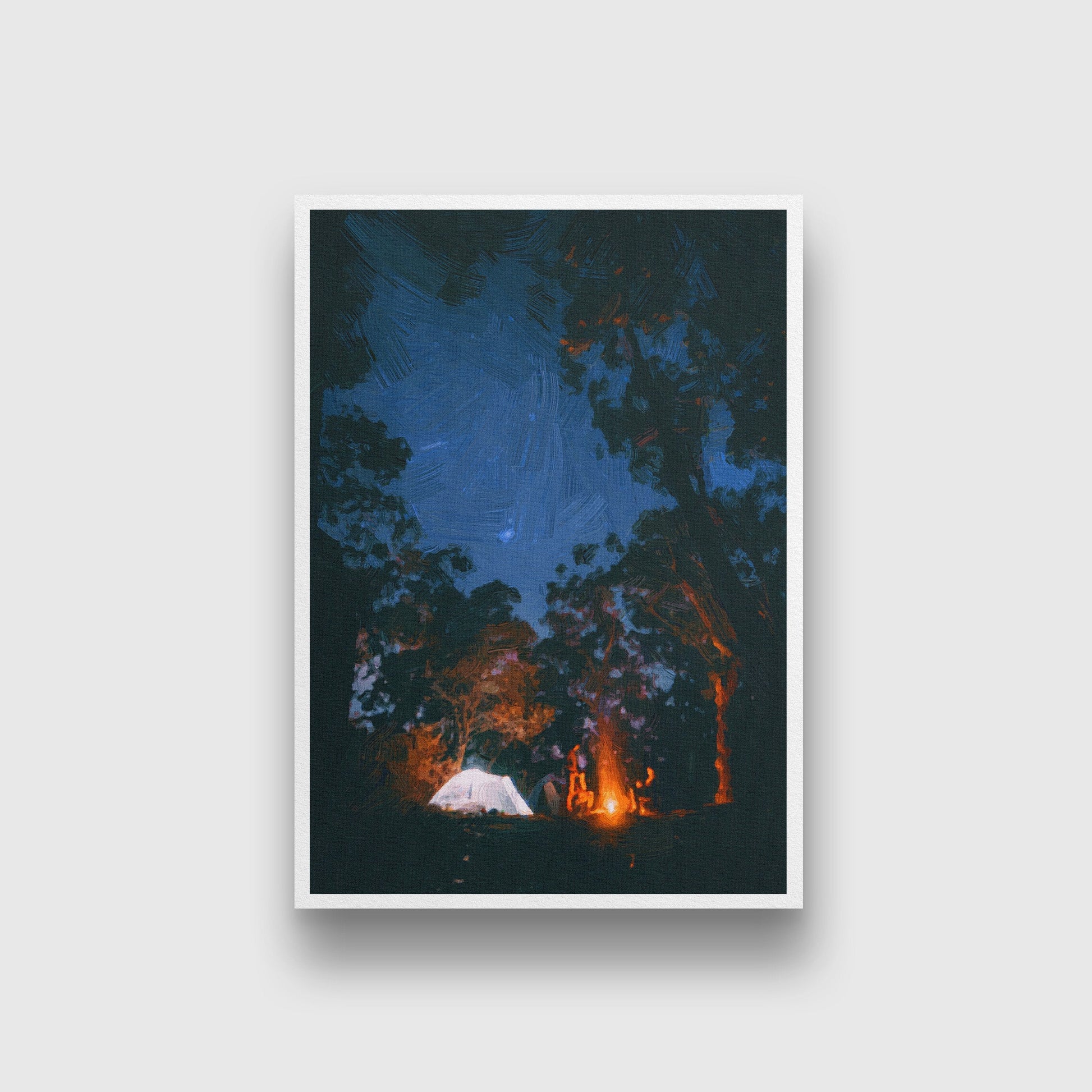 The fire at night Painting - Meri Deewar 2 : 3 Vertical Premium Wall Art Canvas by MeriDeewar
